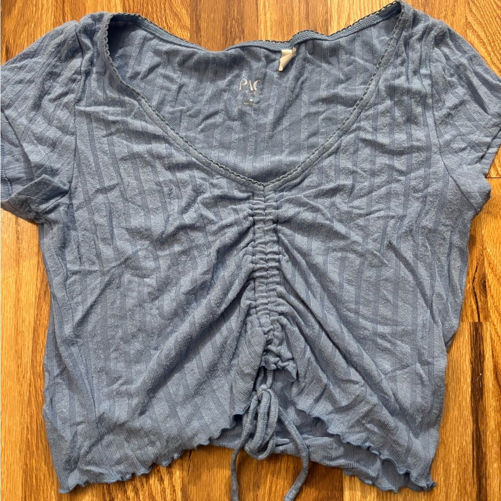PacSun Blue Ruched Crop Top